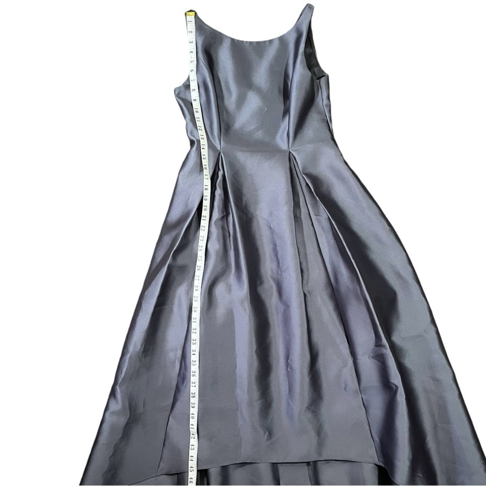 Adrianna Papell Pewter Grey Mikado Hi-Lo Gown sz 8 - Picture 11 of 14